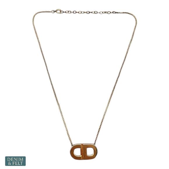 Christian Dior Vintage Gold-Plated CD Pendant Necklace Germany Women’s - Picture 4 of 6